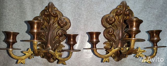 Два старинных подсвечника, медь с напылением