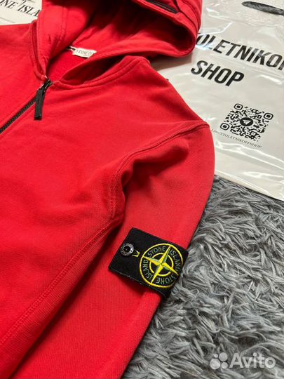 Красное Zip Hoodie Stone Island Оригинал