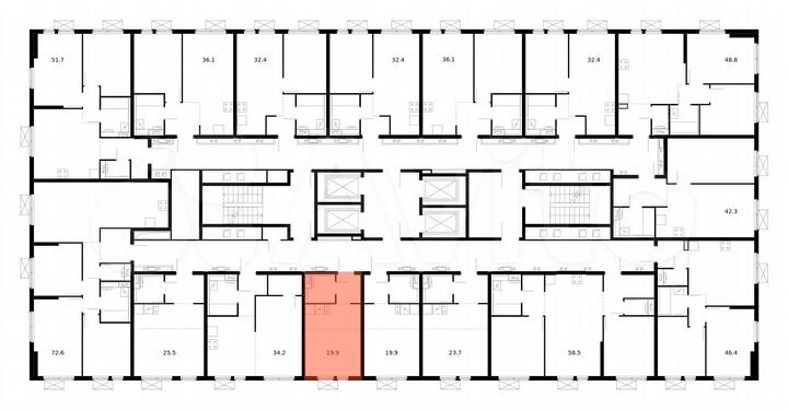 Квартира-студия, 19,9 м², 22/33 эт.