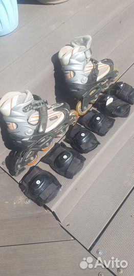 Роликовые коньки + защита (детские раздвижные)