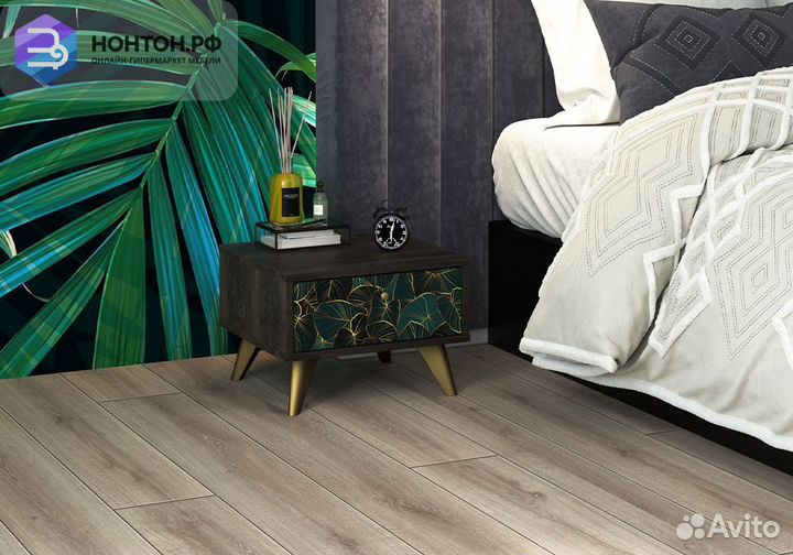 Тумба прикроватная Фьюжн tropical / камень угольны