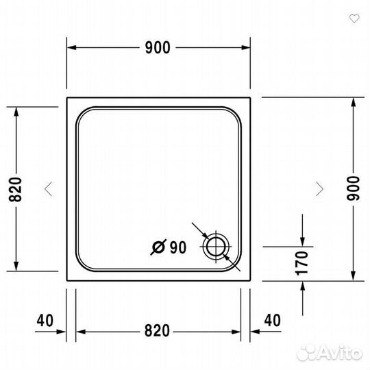 Поддон акриловый квадратный 900x900х85mm