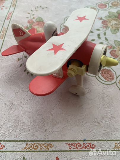 Заводная игрушка СССР самолет- биплан