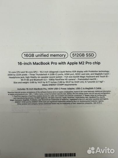Ноутбук Apple MacBook Pro A2780,16/512gb