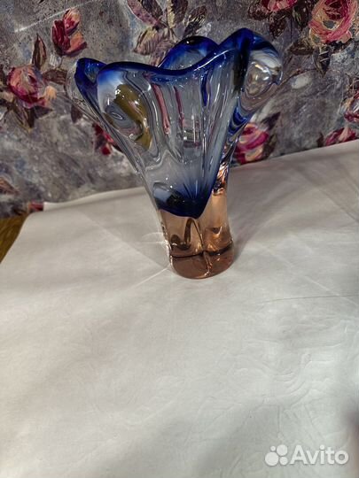 Ваза чешское цветное стекло
