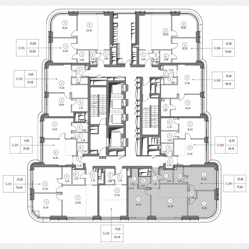 3-к. квартира, 77,7 м², 37/53 эт.