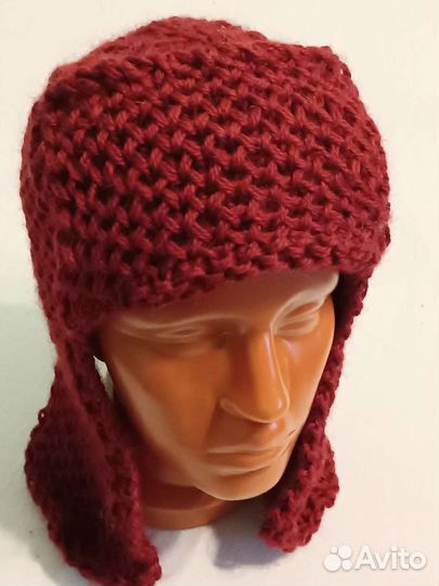 Шапка ушанка женская вязаная