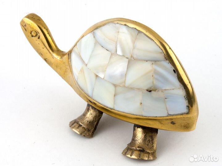 Сувенир фигурка черепаха латунь перламутр редкость