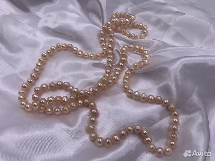 Бусы 120 см розовый жемчуг