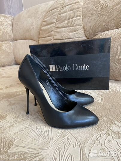 Женские кожаные туфли лодочки бежевые/черные р.36