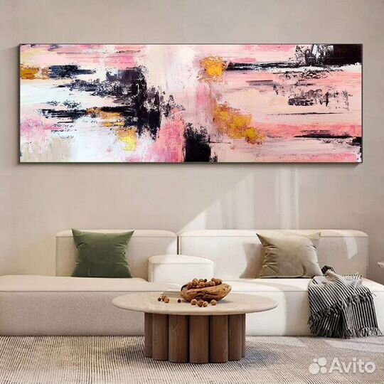 Картина маслом в розовых тонах Абстракция