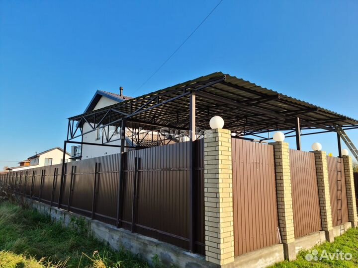 Навес односкатный с металлочерепицей № 20