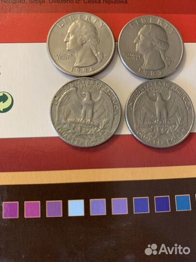 Монеты четверть доллара США