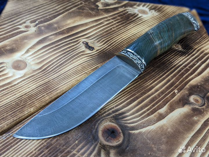 Нож охотничий из дамасской стали