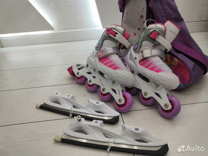 Раздвижные ледовые коньки 2 в 1 rush action