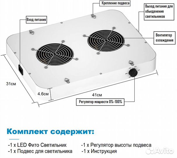 Светильник для растений/ квантум борд CR1200-400Вт