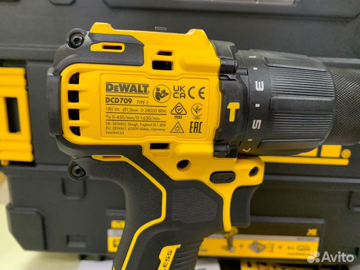 Ударная дрель-шуруповерт dewalt DCD709D2T (18в)