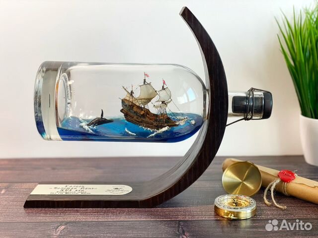 Корабль в бутылке галеон «Золотая Лань»