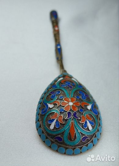 Ложечка для мёда,варенья с эмалью 84проба