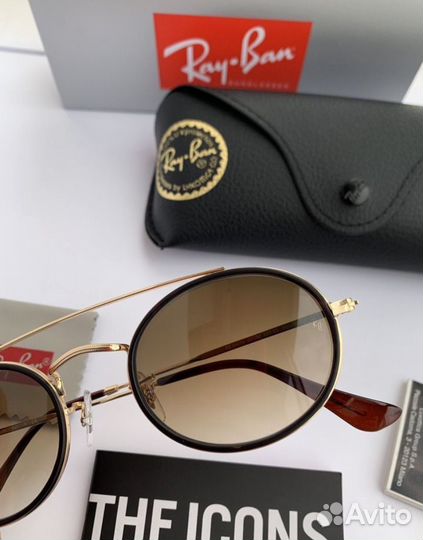 Очки ray ban oval Double Bridge коричневые