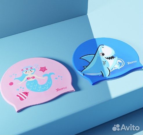 Шапочка для плавания с очками детская - Русалка