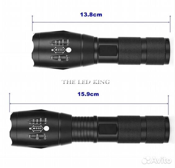 Фонарь 2000лм Cree Q5 3 режима 18650