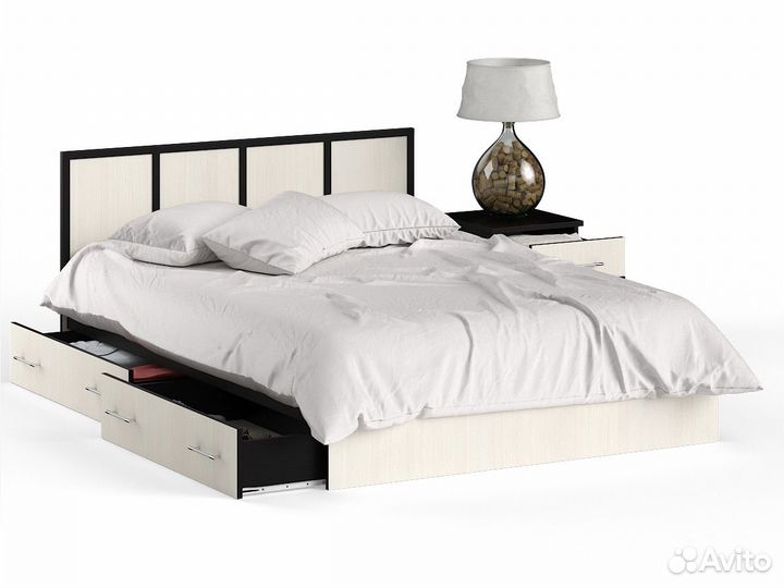 Кровать с ящиками и тумбой Сакура 1400 цвет венге/дуб лоредо