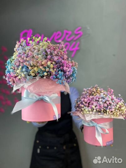 Композиция из гипсофилы в коробочке от Flowers124