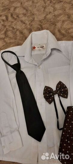 Рубашка с жилеткой, бабочка, галстук на 3-5 лет