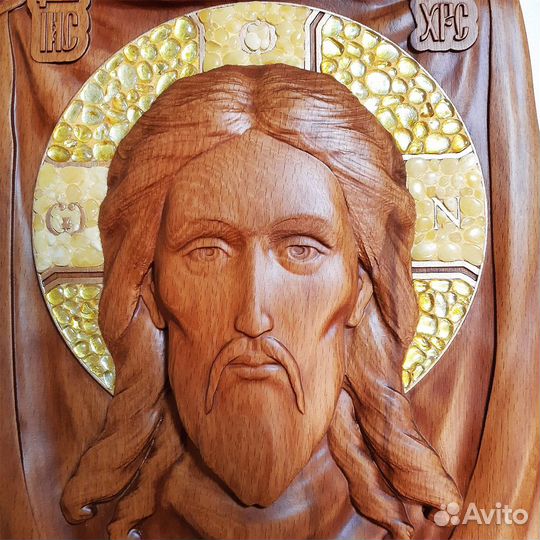 Икона резная с янтарем Спаситель Array