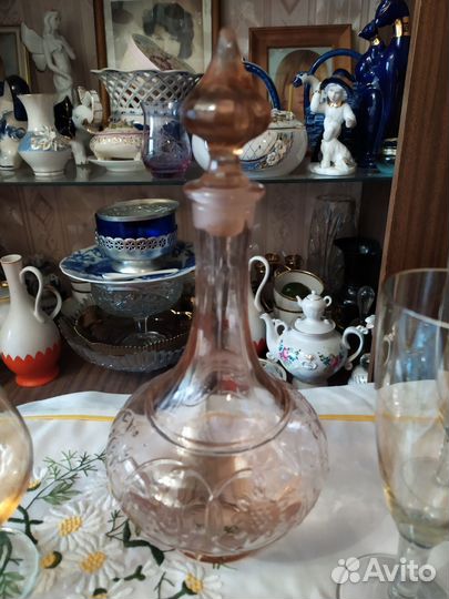 Высокие фужеры Снежинка, цветное стекло