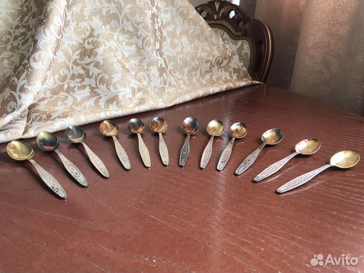 Набор чайных ложек позолота мельхиор СССР