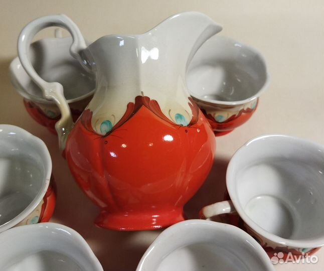 Кофейный сервиз Красный бутон Барановка СССР