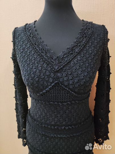 Вязанное платье крючком 100% шелк,42-44р