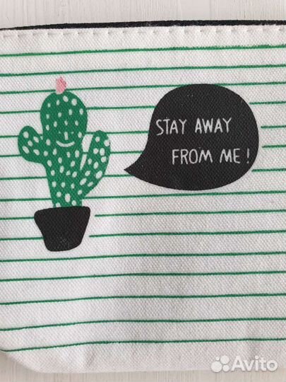 Новый школьный пенал и 5 ручек с кактусами