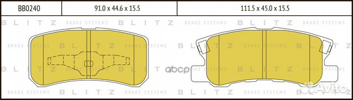 Колодки тормозные дисковые задние BB0240 Blitz