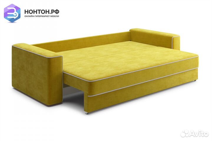 Диван еврокнижка Берген 3-х местный горчичный