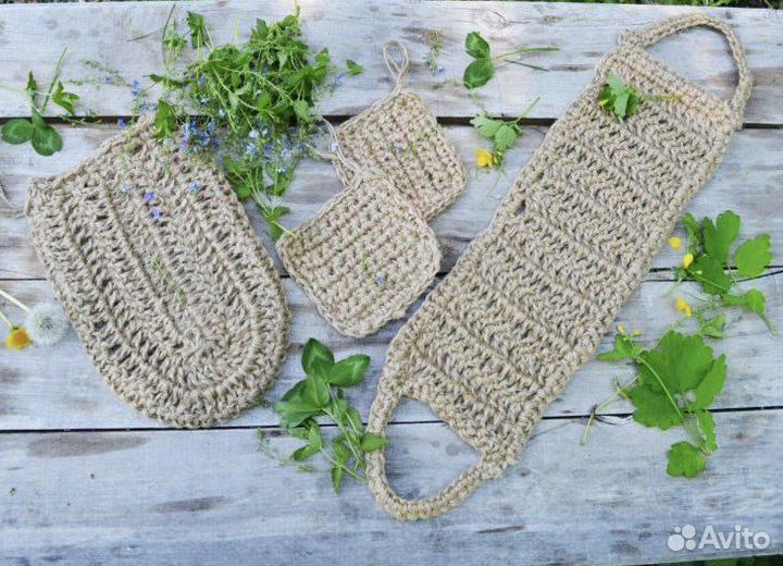 Джутовые мочалки для тела