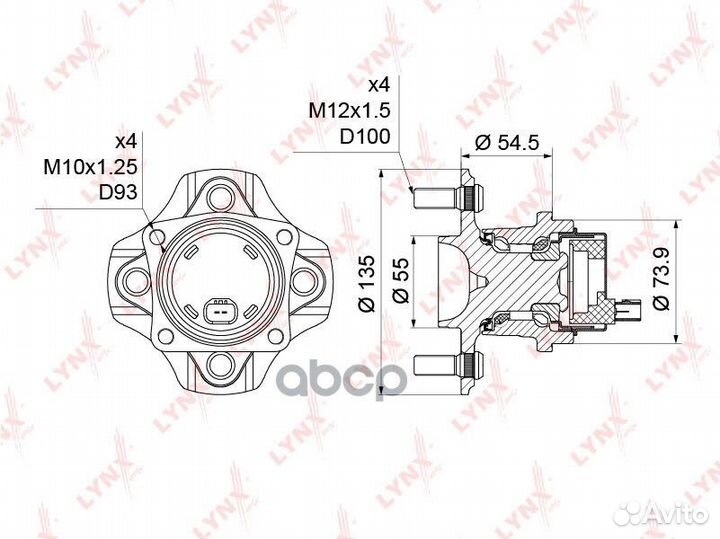 Ступица колеса зад прав/лев WH1133 lynxauto