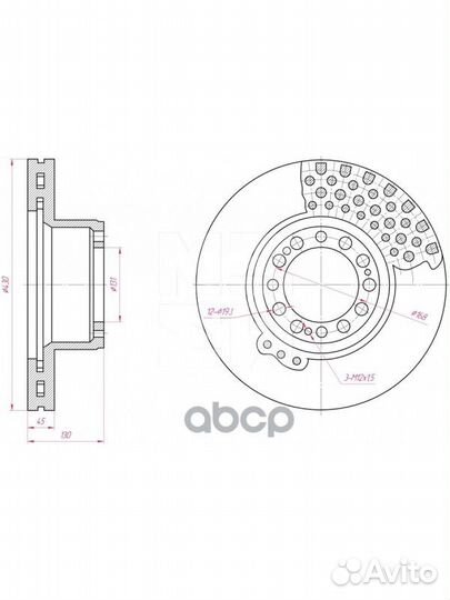 Диск тормозной вентил 430/131x45/130 12n-168-d19