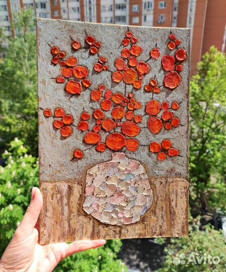 Картина маслом с ягодами 30х20