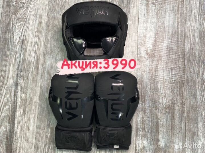 Боксерские перчатки venum шлем venum