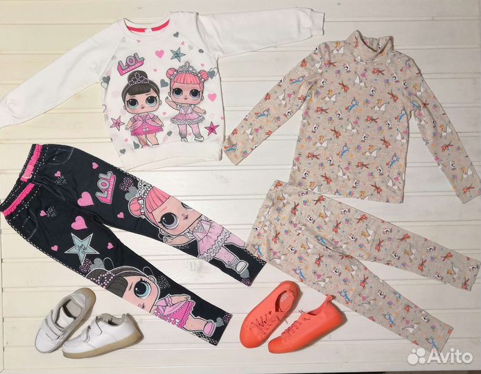 Пакет одежды и обуви для девочки на 6-9 лет