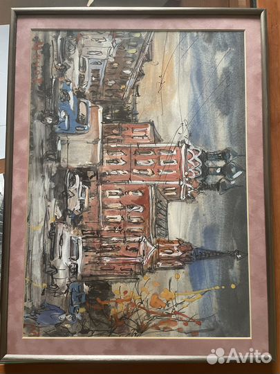Майоров. Городской Пейзаж Графика Багет Акварель