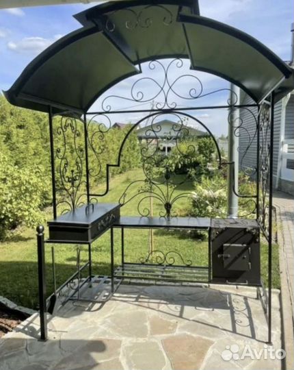 Мангал с печкой и крышей