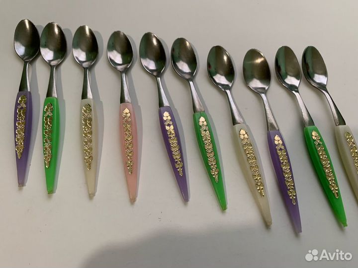 Ложка кофейная сталь и пластик 10 штук импорт