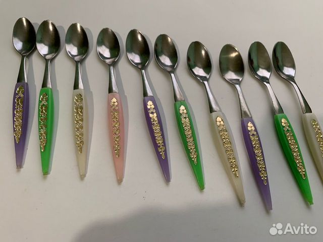 Ложка кофейная сталь и пластик 10 штук импорт