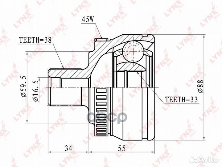 Шрус наружный перед прав/лев CO1203A lynxauto