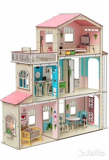 Кукольный домик с мебелью и лифтом