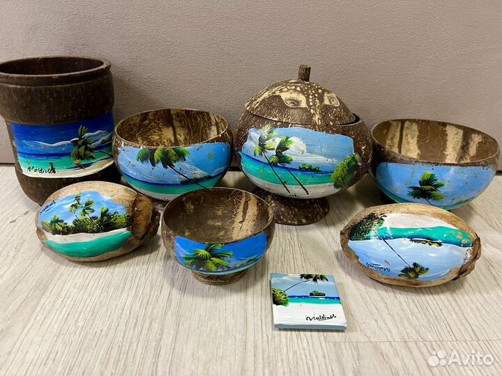 Сувенир посуда и кокосы (с Мальдив), ручная работа